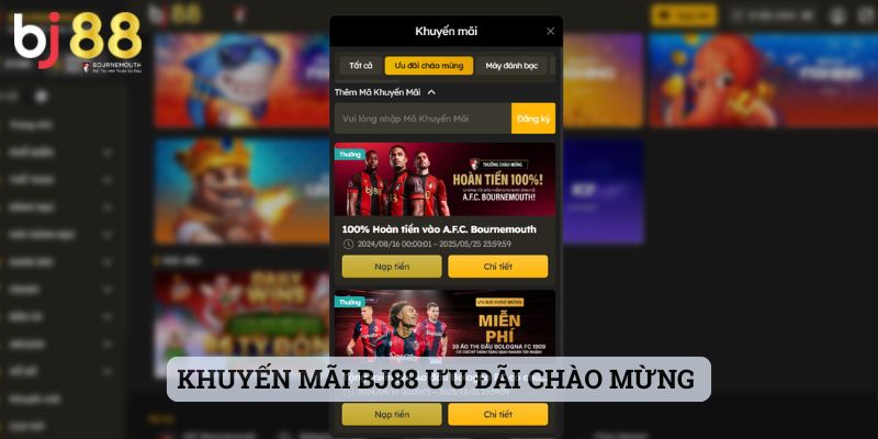 Khuyến mãi BJ88 Khuyến mãi BJ88 ưu đãi chào mừng