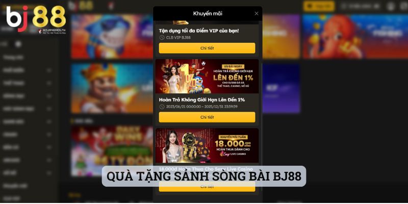 Khuyến mãi BJ88 Quà tặng sảnh sòng bài BJ88