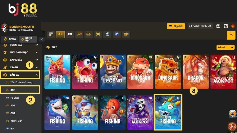Hướng dẫn chơi Royal Fishing tại BJ88