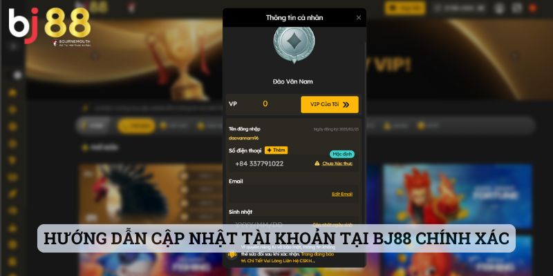 cập nhật tài khoản BJ88 Hướng dẫn cập nhật tài khoản tại BJ88 chính xác